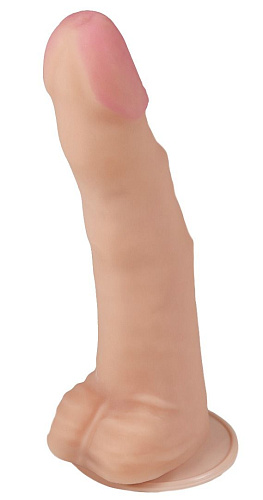 Телесный рельефный фаллоимитатор-супергигант с мошонкой на присоске LOVETOY (А-Полимер) 957803 (39 см)
