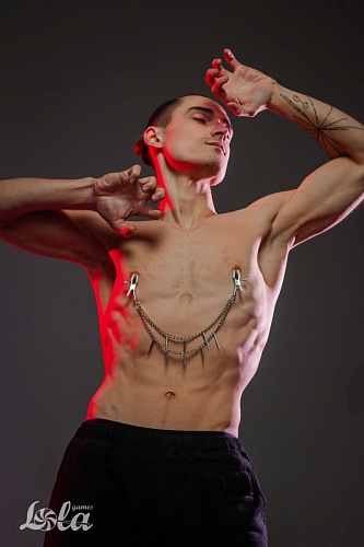 Зажимы на соски с шипами на цепочке Lola toys Spiky 1163-01lola