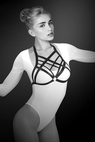 Чёрная упряжь на грудь Bijoux Pour Toi Clara 606904