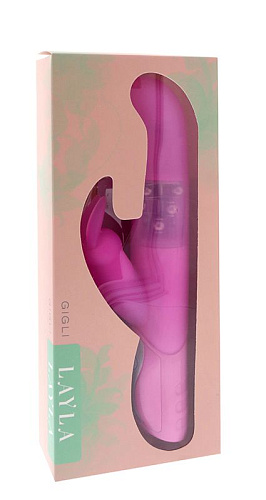 Розовый вибратор с загнутым кончиком и клиторальным отростком Seven Creations LAYLA GIGLI 50807 (25 см)