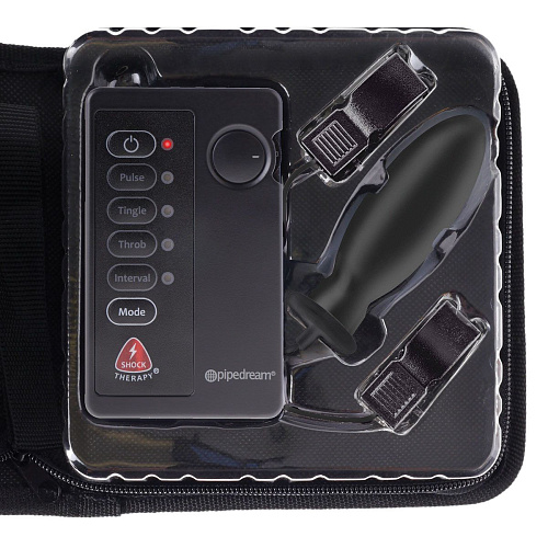 Анальный электростимулятор с зажимами на соски с пультом управления Pipedream Shock Therapy PD3724-00