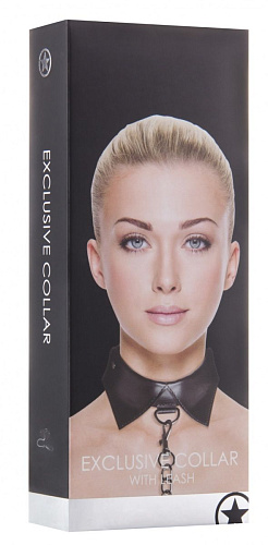 Чёрный кожаный воротник с поводком Shots Media BV OU145BLK