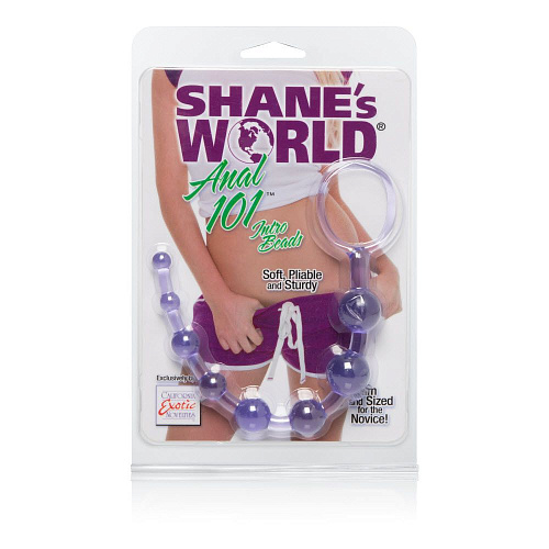 Фиолетовая анальная цепочка California Exotic Novelties Shane s World Anal 101 Intro Beads SE-1314-14-2 (21 см)