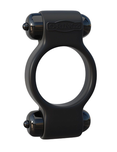 Чёрное эрекционное с двумя виброэлементами кольцо Pipedream Magic Touch Couples Ring PD5906-23