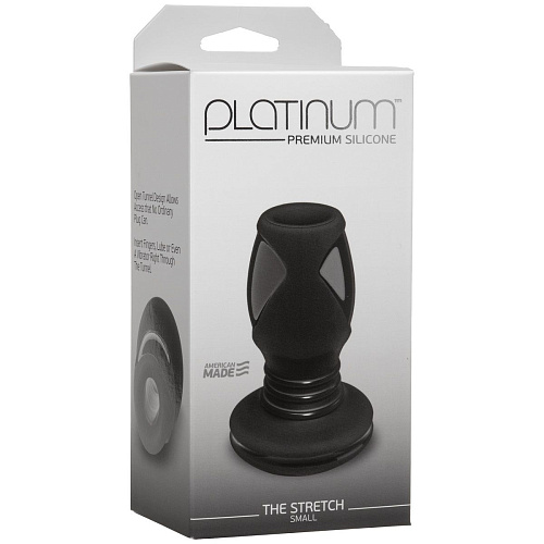 Чёрная анальная пробка с отверстием Doc Johnson Platinum The Stretch Small 0103-52-BX (8,6 см)