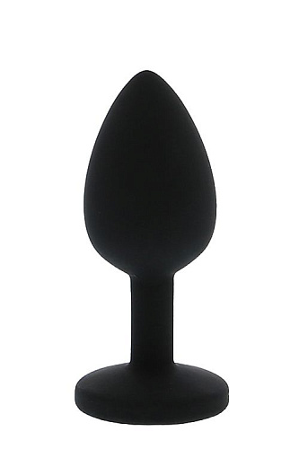 Чёрная гладкая анальная пробка с розовым кристаллом Dream Toys 21685 (7 см)