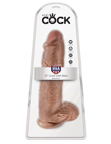 Кофейный фаллоимитатор-гигант Pipedream 12 Cock with Balls PD5511-22 (30,5 см)