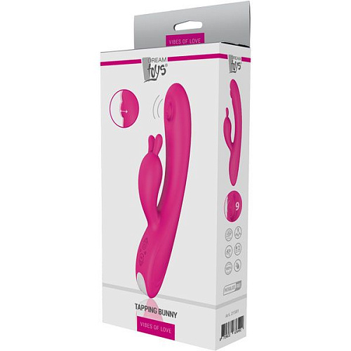 Ярко-розовый вибромассажёр-кролик Dream Toys TAPPING BUNNY 21581 (21,3 см)