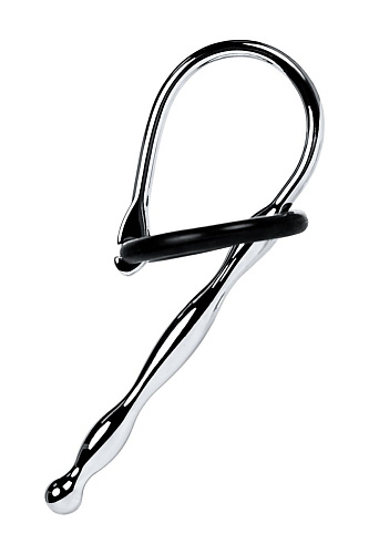 Стальной уретральный плаг-косичка с двумя кольцами ToyFa 717304