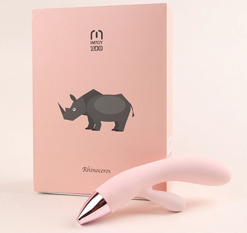 Хай-тек вибромассажёр-носорог для G-стимуляции с клиторальным отростком нежно-розового цвета ImToy Rhino (20,5 см)