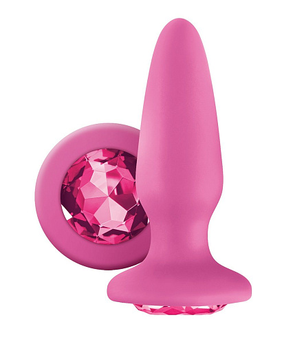Розовая анальная пробка с розовым кристаллом NS Novelties Glams Pink Gem NSN-0510-64 (10,4 см)