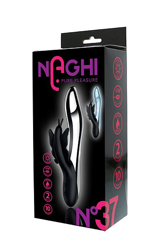 Чёрный вибратор с подсветкой Tonga NAGHI NO.37 RECHARGEABLE LIGHT-UP VIBE 530037 (24 см)