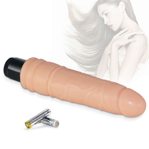 Телесный водонепроницаемый вибратор-реалистик Lovetoy 1000 (17 см)