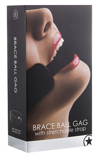 Чёрный кляп Shots Media BV Brace Balll Black OU121BLK