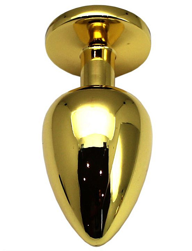 Золотистая анальная пробка с голубым кристаллом Eroticon P3405M-03 (9 см)