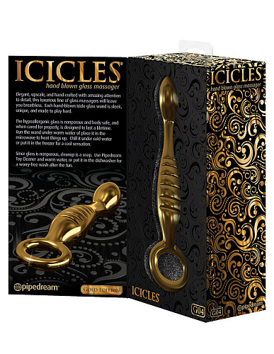 Золотистый фаллоимитатор с крупной головкой для массажа G-точки Pipedream PD2983-27