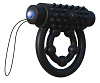 Чёрное эрекционное кольцо с подхватом мошонки и  клиторальной щеточкой с вибрацией Pipedream PD5923-23