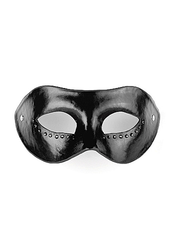 Чёрная кожаная маска со стразами Shots Media BV Diamond Mask OU024BLK