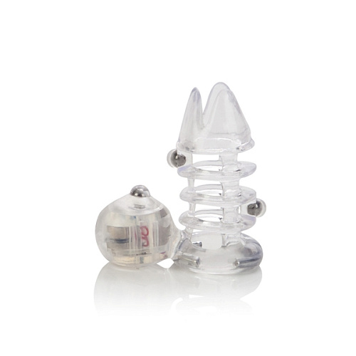 Прозрачная вибронасадка с клиторальным стимулятором California Exotic Novelties Vibrating Support Plus Instant Activation SE-1467-10-3