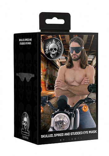 Чёрная маска на глаза с заклепками и шипами Shots Media BV OU295BLK