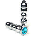 Серебристая анальная ёлочка с голубым кристаллом Vandersex 159-MAT20 (13 см)