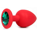 Красная анальная пробка с зелёным кристаллом Bior toys SF-70602-07 (9,5 см)