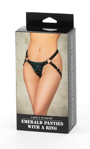 Изумрудные трусики для страпона с замшевыми ремешками БДСМ арсенал Ladys Arsenal 67021ars