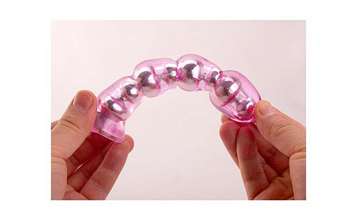 Ребристый розовый анальный вибромассажёр на пульте управления KOKOS A01-001-01 (14 см)