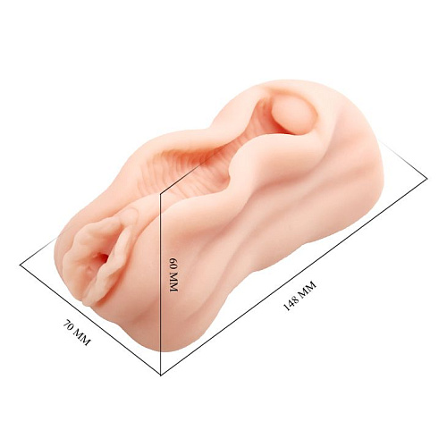 Реалистичная вагина-мастурбатор телесного цвета с необычным дизайном Baile BM-009184
