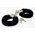 Меховые чёрные наручники с ключами Toy Joy 3006009505