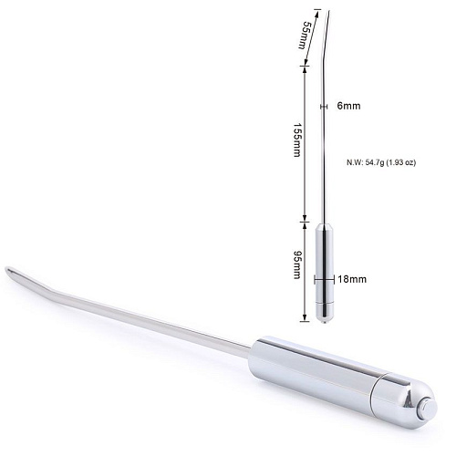 Изогнутый металлический уретральный виброплаг Bior toys NTU-80436