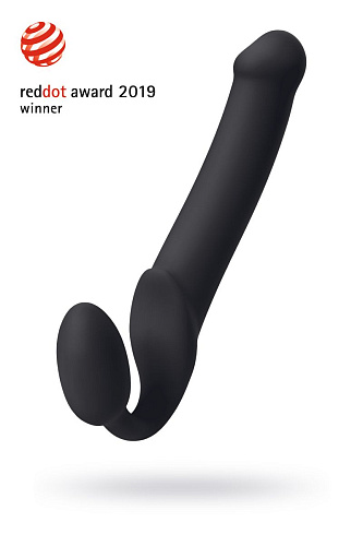 Чёрный безремневой страпон Strap-on-me Silicone Bendable Strap-On XL 6012888