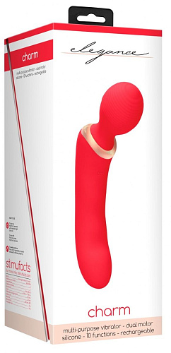 Красный двусторонний вибратор Shots Media BV Charm ELE014RED (18 см)
