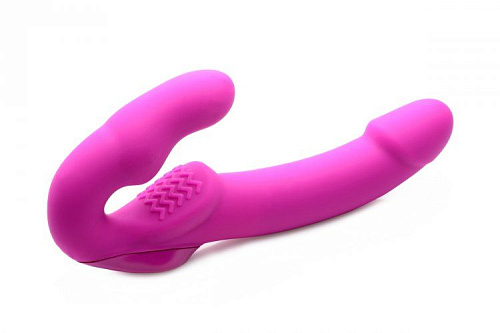 Розовый безремневой страпон с вибрацией XR Brands Evoke Rechargeable Vibrating Strap On AF624-Pink (24,7 см)