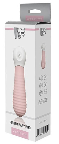 Розовый силиконовый мини-вибромассажёр Dream Toys RIBBED BABY BOO 21387 (12 см)