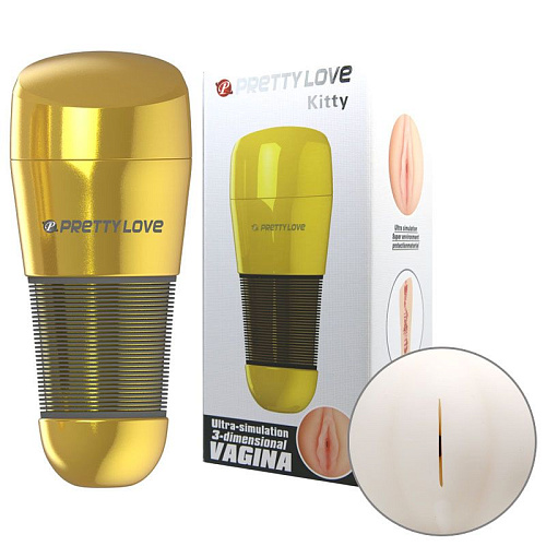 Золотистый мега-мастурбатор в золотистой колбе Baile Kitty BM-00900T49NNJ-3