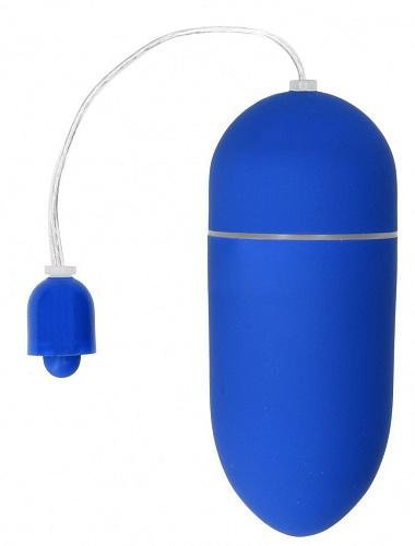 Синее гладкое виброяйцо Shots Media BV Vibrating Egg SHT024BLU (8 см)