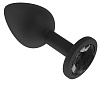 Чёрная анальная втулка с чёрным кристаллом Сумерки богов 518-09 black-DD (7,3 см)