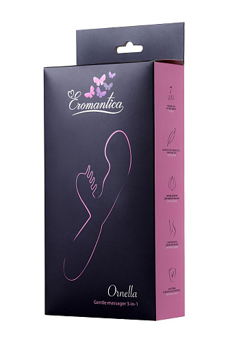 Розовый вибромассажёр с клиторальным стимулятором Eromantica Ornella 230202 (21,5 см)