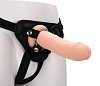 Чёрные трусики с телесной насадкой Dream Toys STRAP ON REAL DILDO 21707 (21 см)