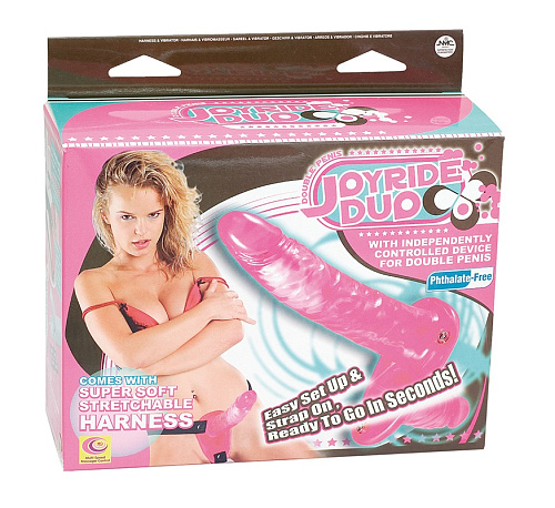 Поясной розовый виброфаллос с вагинальной пробкой NMC 111381 (17,5 см)