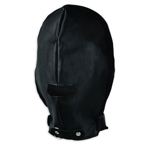 Чёрная маска на голову с поводком Lux Fetish LF6009