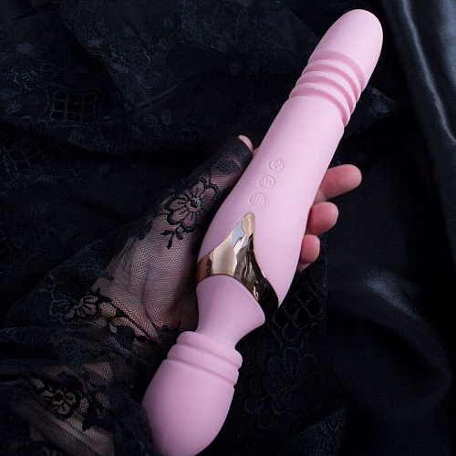 Двусторонний жезловый вибратор розового цвета с нагревом RestArt Fakel RA-319 (24 см)