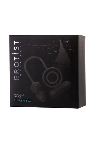 Чёрное эрекционное кольцо с вибростимулятором и анальным хвостом Erotist 541306