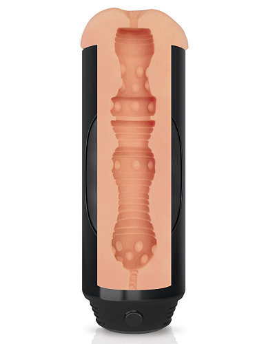 Мастурбатор-анус чёрного цвета Pipedream Extreme Toyz Mega Grip Vibrating Stroker Mouth RD293