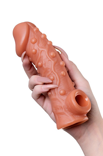 Насадка телесного цвета на фаллос с отверстием для мошонки KOKOS EXTREME SLEEVE CS.002-L (17,6 см)