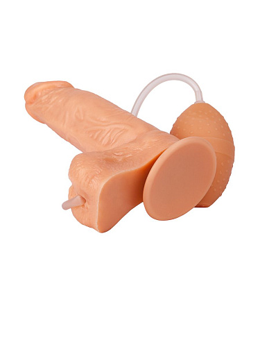 Телесный фаллоимитатор-реалистик с грушей для имитации эякуляции LOVETOY (А-Полимер) 181600 (16,5 см)