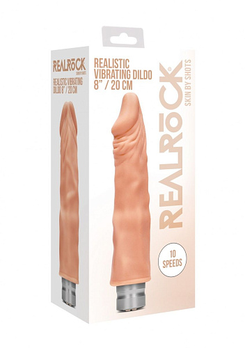 Телесный реалистичный вибратор Shots Media BV Vibrating Dildo REA087FLE (21,5 см)