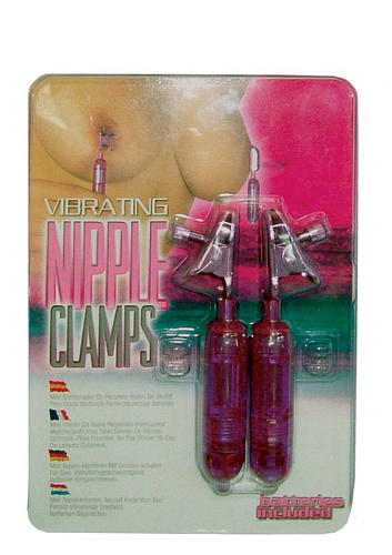 Фиолетовые виброклипсы для груди Seven Creations VIBRATING NIPPLE CLAMPS 2K996CLV