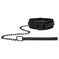 Чёрный широкий ошейник с поводком Shots Media BV Luxury Collar with Leash OU343BLK